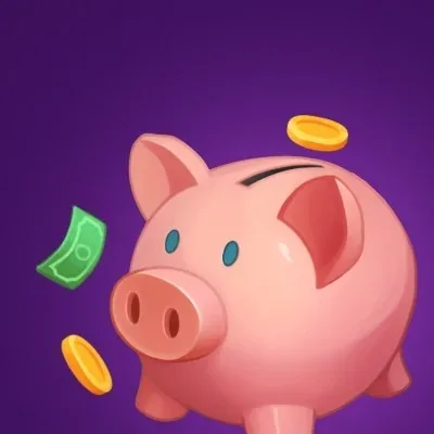 Sparschwein mit Münzen und Geldschein als Symbol für den SpinMama Bonus